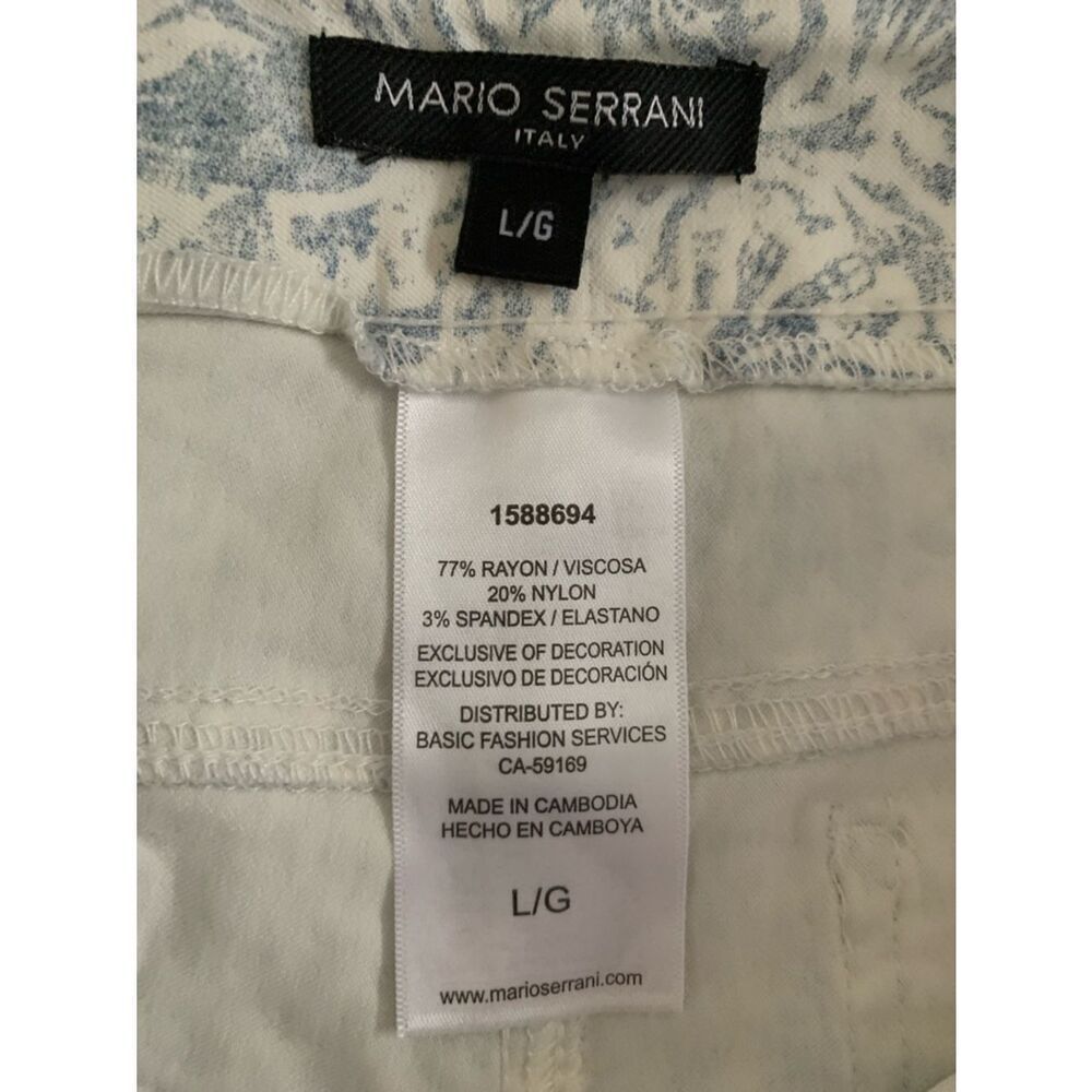 Mario Serrani Italy Light Blue Floral Cropped Pants Pockets Size L - Picture 9 of 10